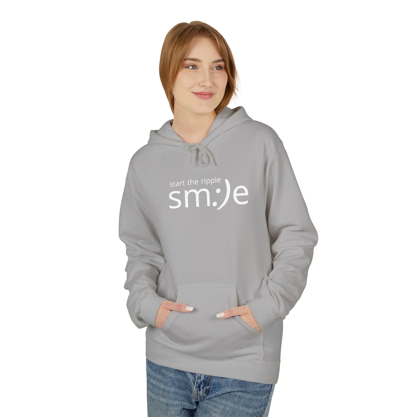 Start the Ripple sm:)e Cozy Fleece Hoodie - Fall Streetwear, Confidence Booster, Unisex Midweight Hoodie