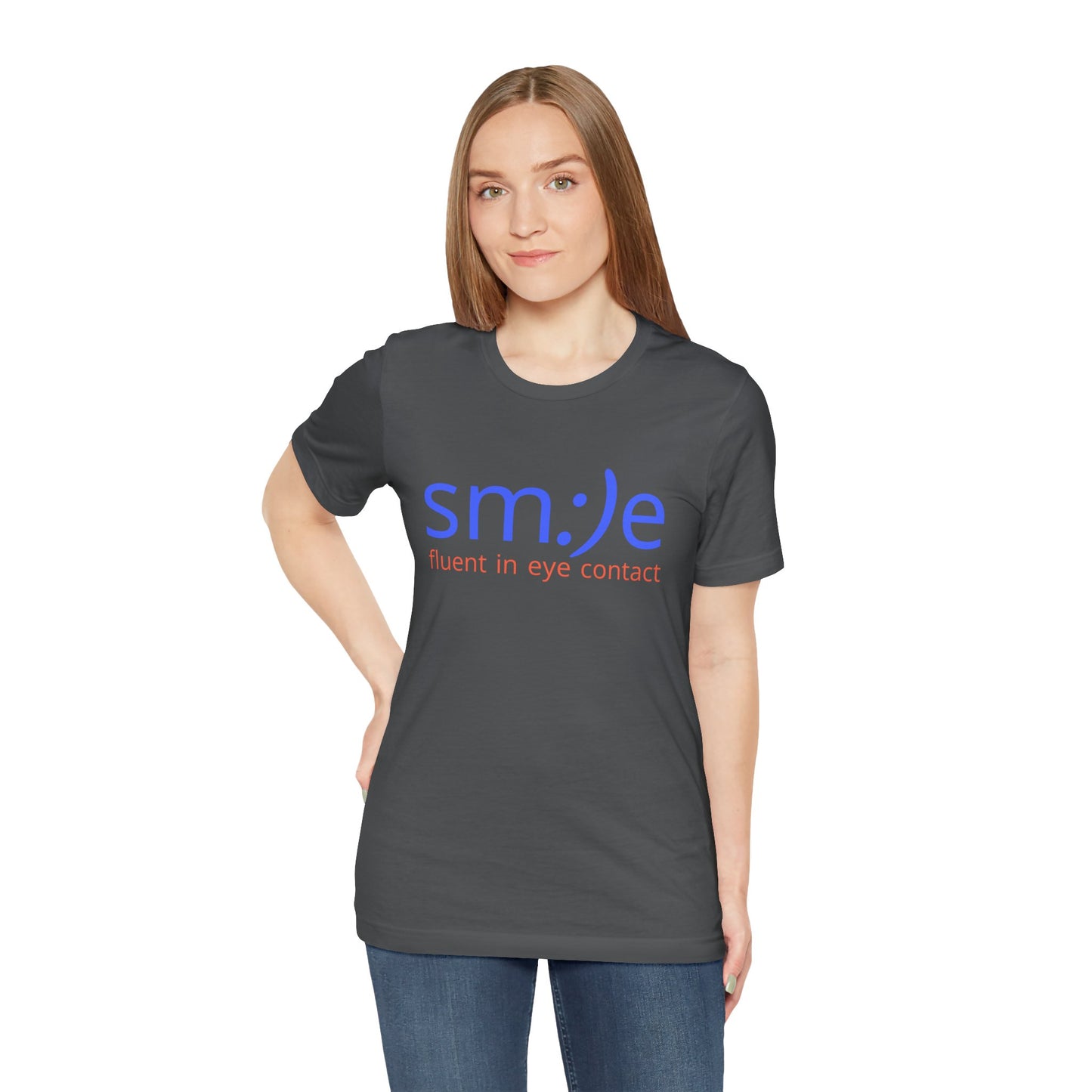 sm:)e Fluent in Eye Contact Tee | Cute Social Confidence Streetwear | Unisex Connection Graphic Shirt
