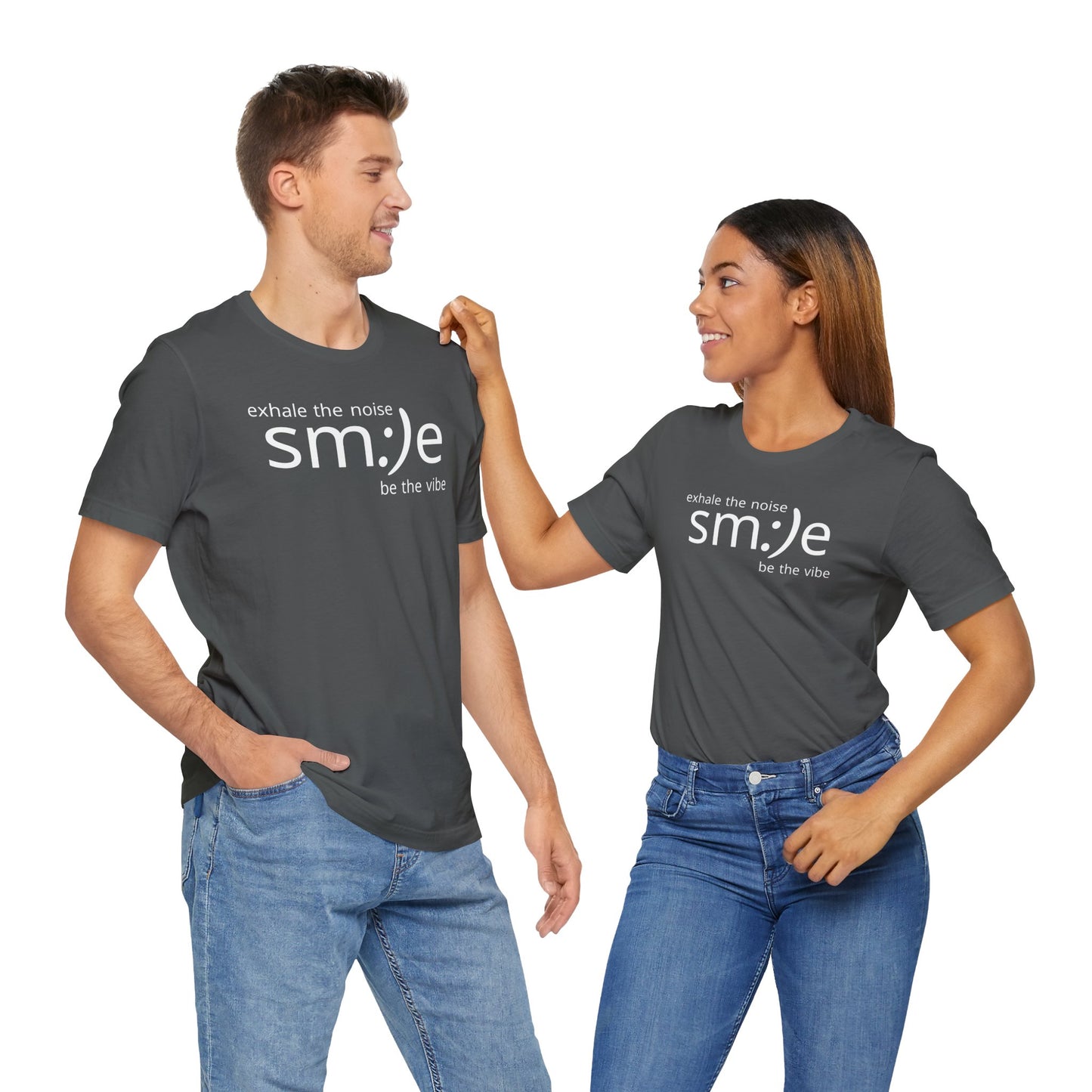 sm:)e Exhale the Noise Smile Vibe Tee | Mindful Streetwear | Unisex Motivational Graphic Shirt
