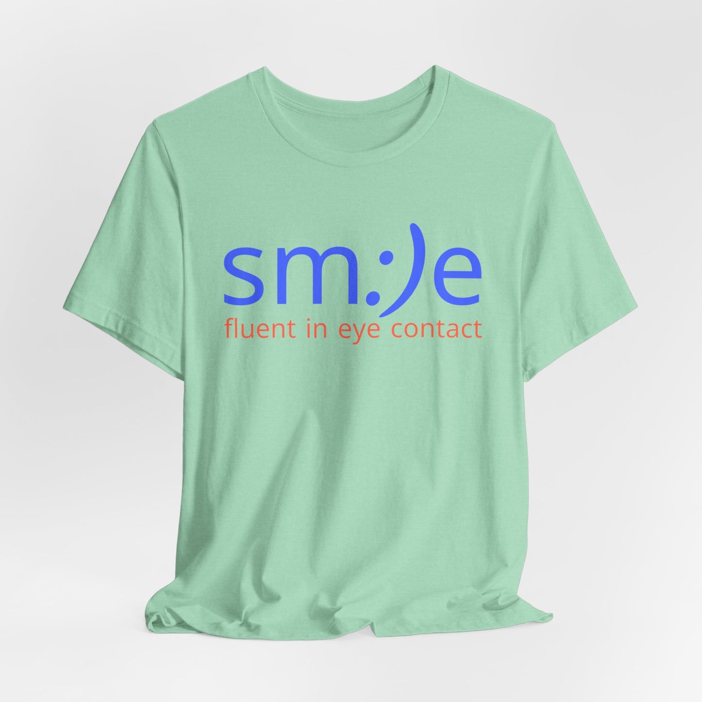 sm:)e Fluent in Eye Contact Jersey Tee | Social Butterfly Streetwear | Funny Connection Gift