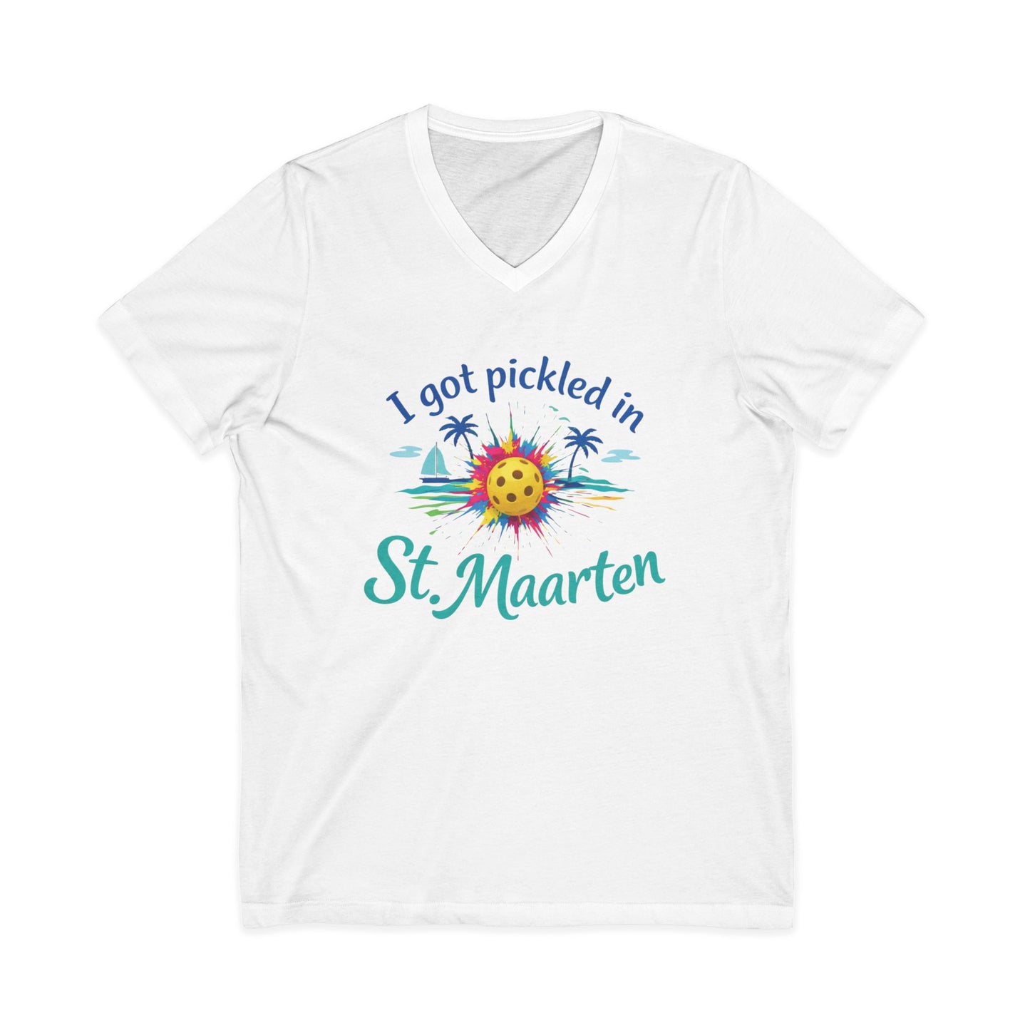 I Got Pickled in St. Maarten V-Neck Shirt – Funny Pickleball Vacation Tee
