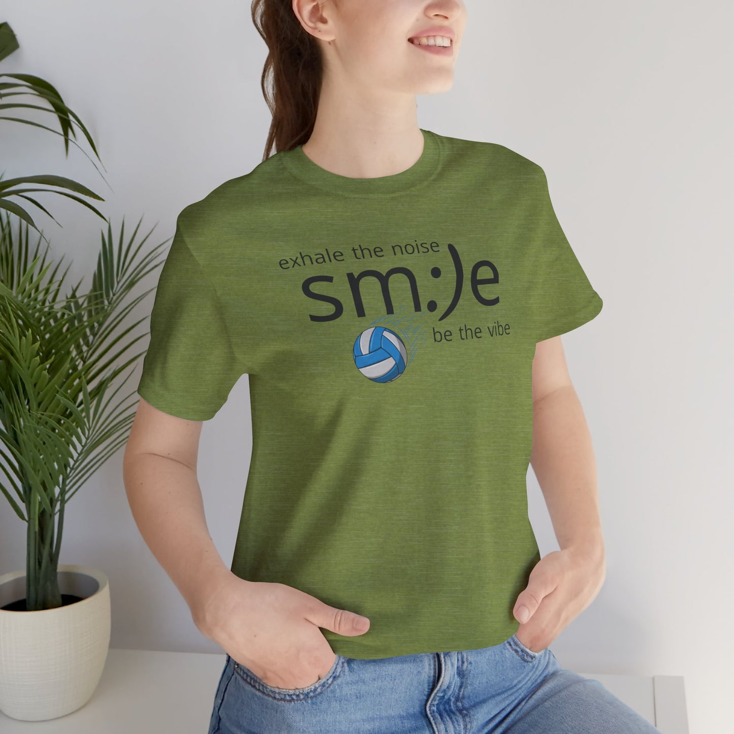 sm:)e Exhale the Noise Smile Vibes Volleyball Tee | Happy Athletic Streetwear | Positive Affirmation Shirt