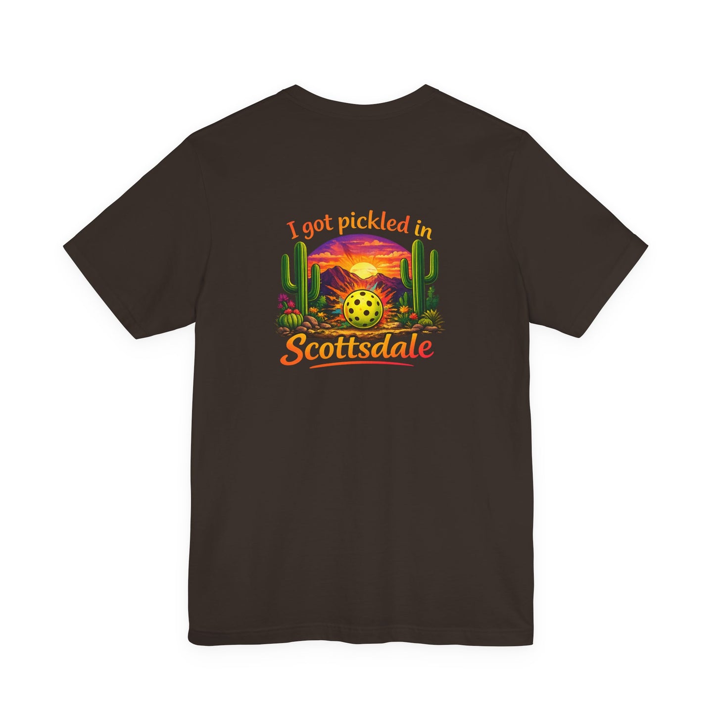 I Got Pickled in Scottsdale™ | Pickleball Souvenir T-Shirt | Desert Sunset Graphic Tee