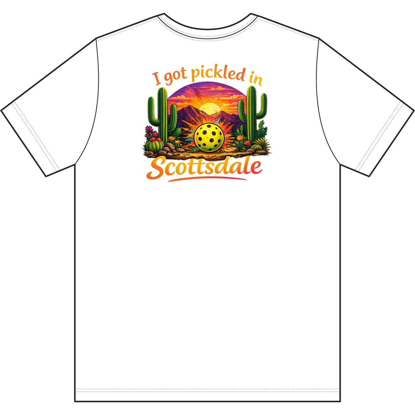 Men's 'I Got Pickled in Scottsdale' Desert Pickleball Tee, moisture wicking