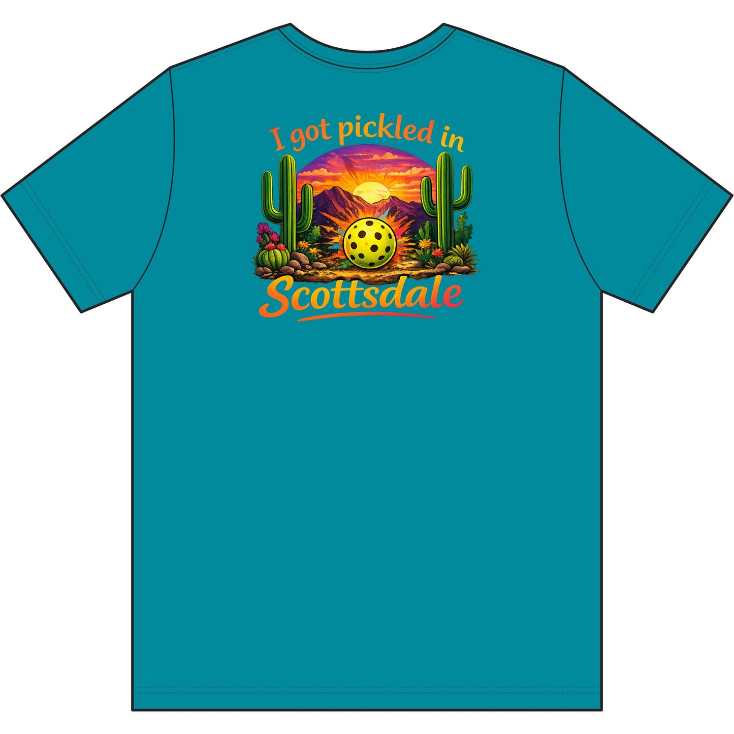 Men's 'I Got Pickled in Scottsdale' Desert Pickleball Tee, moisture wicking