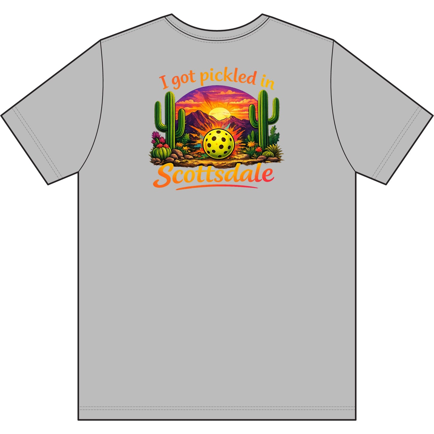 Men's 'I Got Pickled in Scottsdale' Desert Pickleball Tee, moisture wicking