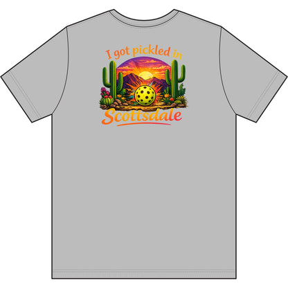 Men's 'I Got Pickled in Scottsdale' Desert Pickleball Tee, moisture wicking