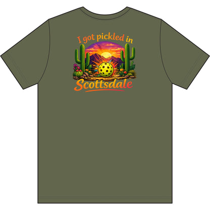 Men's 'I Got Pickled in Scottsdale' Desert Pickleball Tee, moisture wicking
