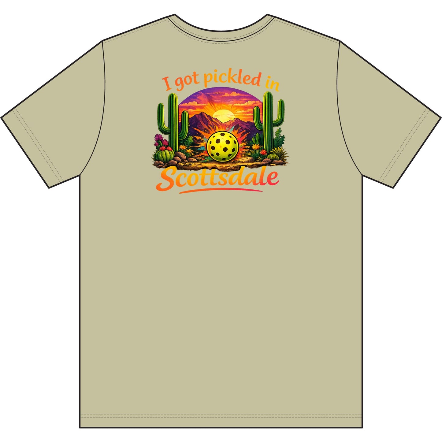 Men's 'I Got Pickled in Scottsdale' Desert Pickleball Tee, moisture wicking