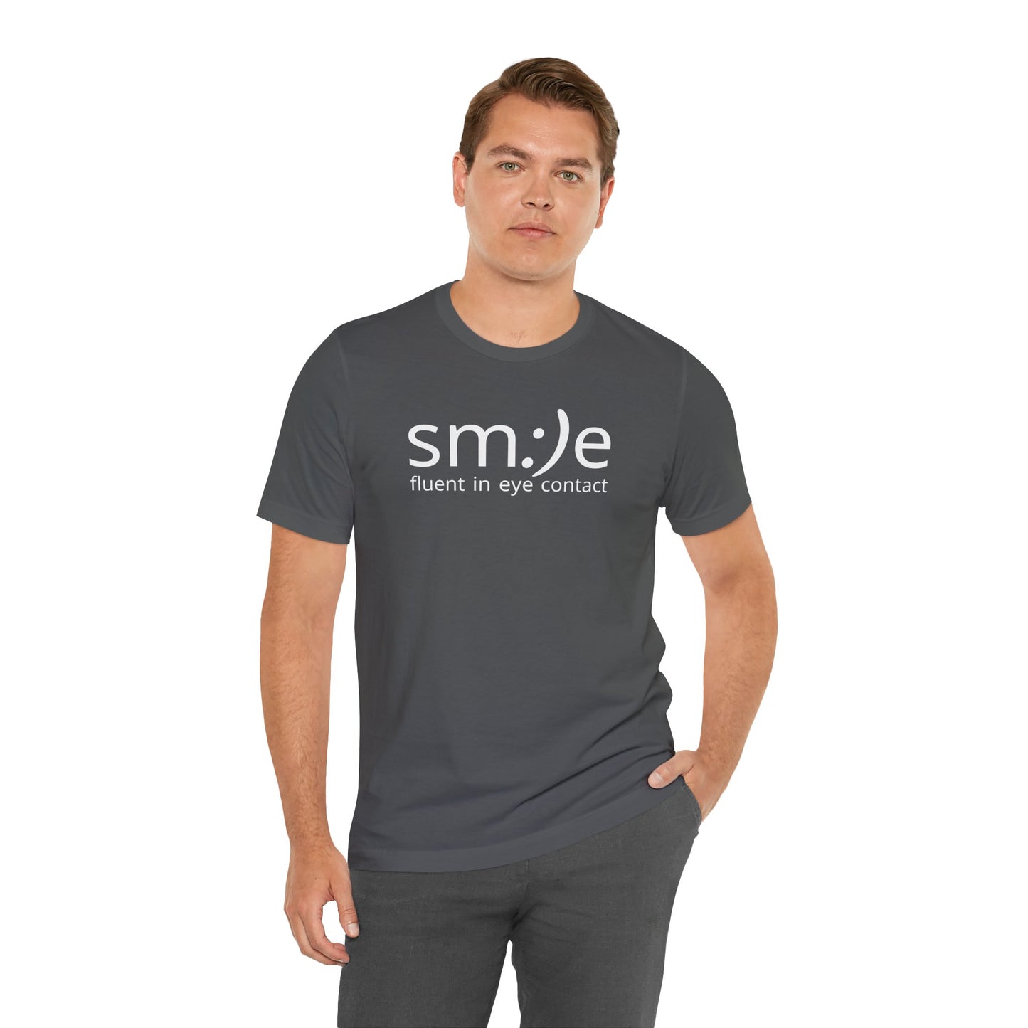 sm:)e Fluent in Eye Contact T-Shirt | Confidence Statement Tee | Unisex Streetwear