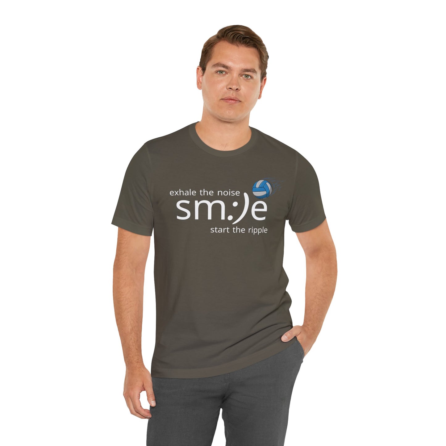 Unisex Jersey Short Sleeve Tee | Exhale the Noise sm:)e Start the Ripple Volleyball