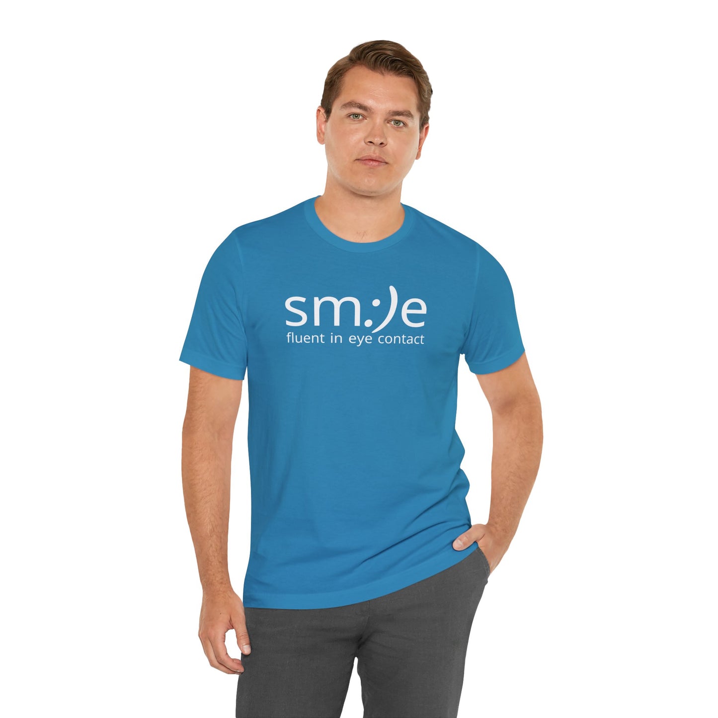 sm:)e Fluent in Eye Contact T-Shirt | Confidence Statement Tee | Unisex Streetwear