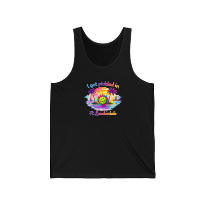 Pickleball Vacation Tank — "I Got Pickled in Ft. Lauderdale" Beach Tank Top