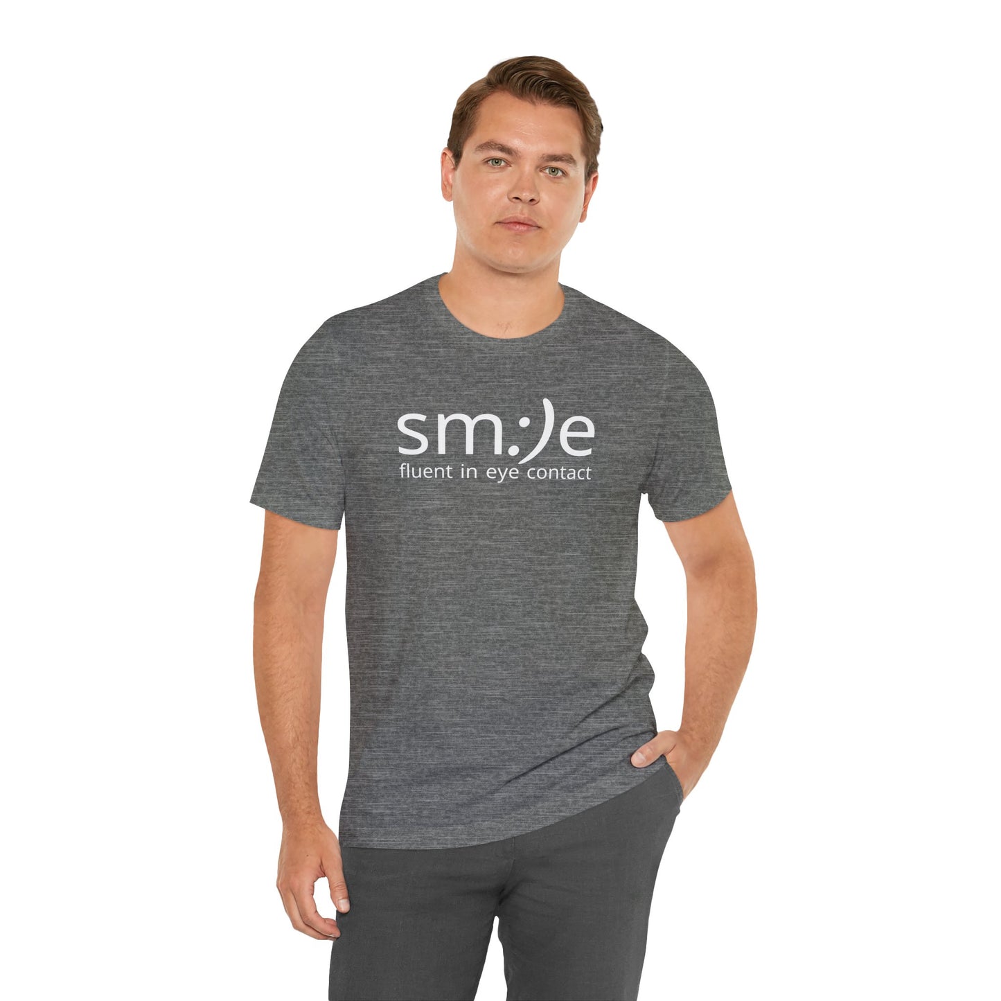 sm:)e Fluent in Eye Contact T-Shirt | Confidence Statement Tee | Unisex Streetwear