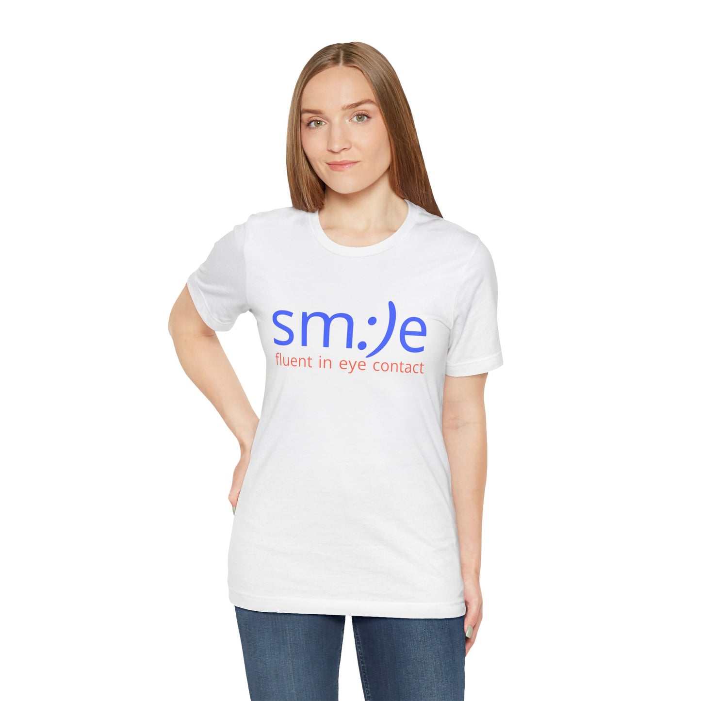 sm:)e Fluent in Eye Contact Tee | Cute Social Confidence Streetwear | Unisex Connection Graphic Shirt