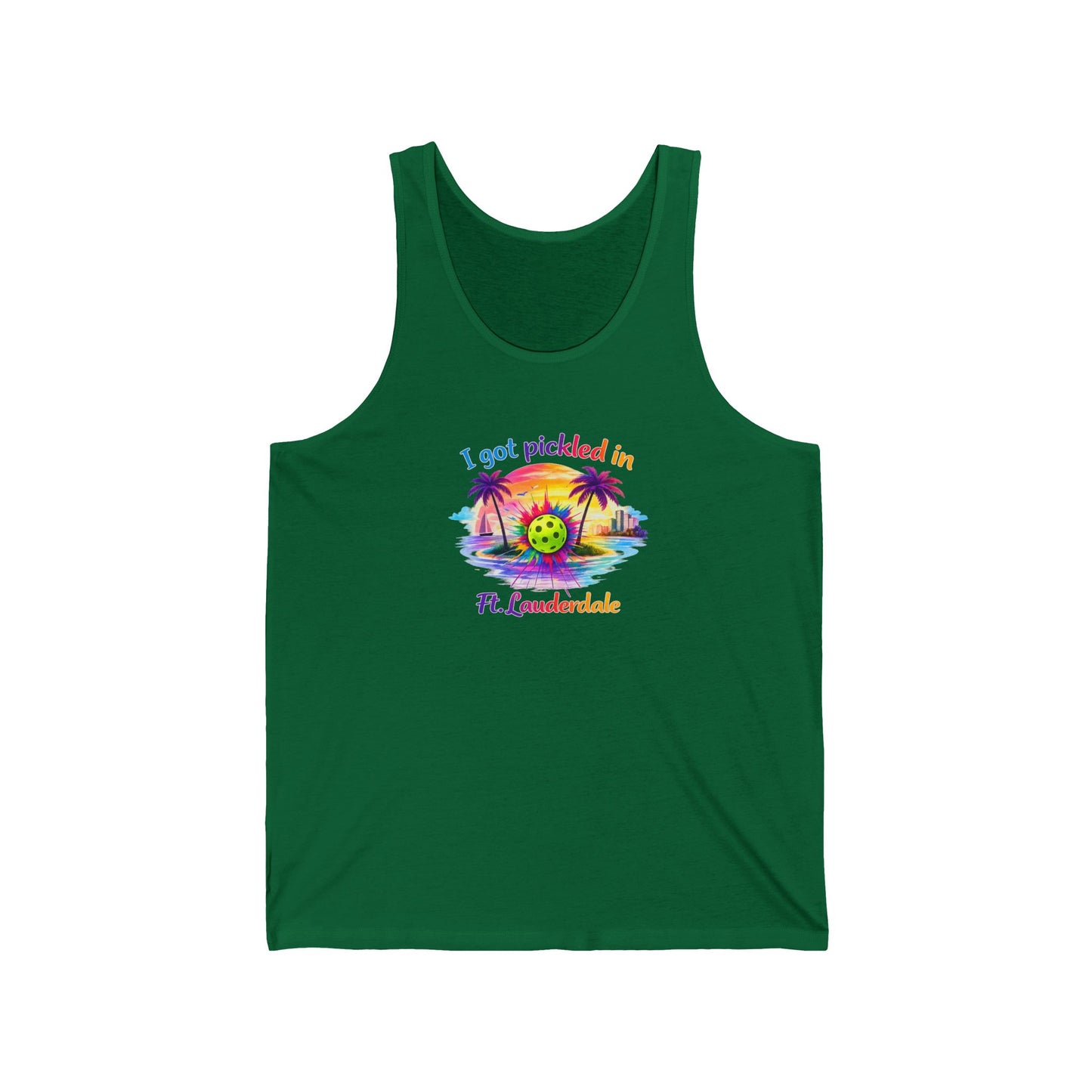 Pickleball Vacation Tank — "I Got Pickled in Ft. Lauderdale" Beach Tank Top