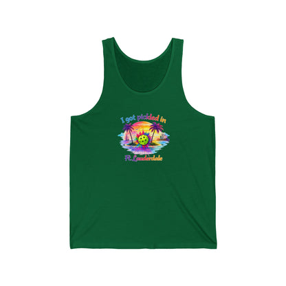 Pickleball Vacation Tank — "I Got Pickled in Ft. Lauderdale" Beach Tank Top