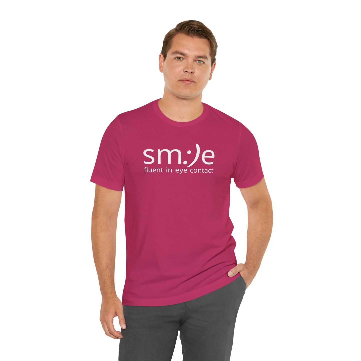 sm:)e Fluent in Eye Contact T-Shirt | Confidence Statement Tee | Unisex Streetwear