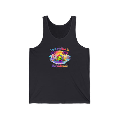 Pickleball Vacation Tank — "I Got Pickled in Ft. Lauderdale" Beach Tank Top
