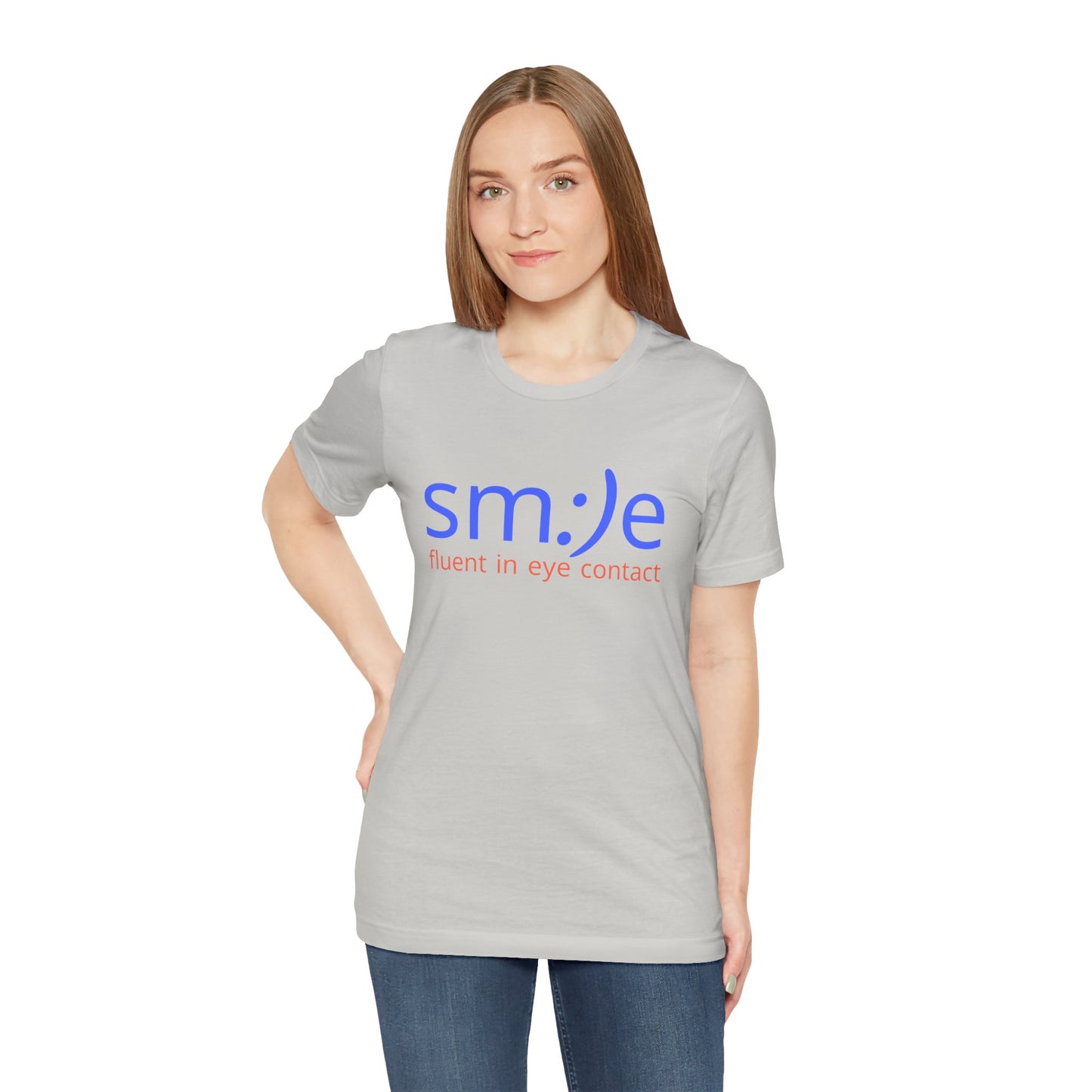 sm:)e Fluent in Eye Contact Tee | Cute Social Confidence Streetwear | Unisex Connection Graphic Shirt