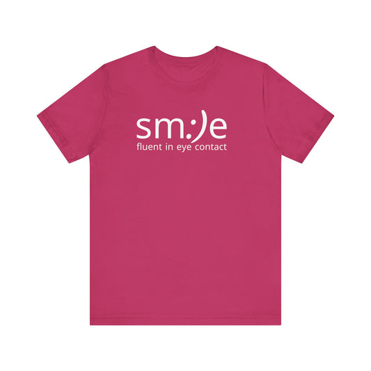 sm:)e Fluent in Eye Contact Jersey Tee | Social Butterfly Streetwear | Funny Connection Gift