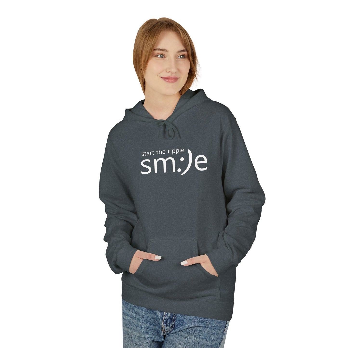 Start the Ripple sm:)e Cozy Fleece Hoodie - Fall Streetwear, Confidence Booster, Unisex Midweight Hoodie