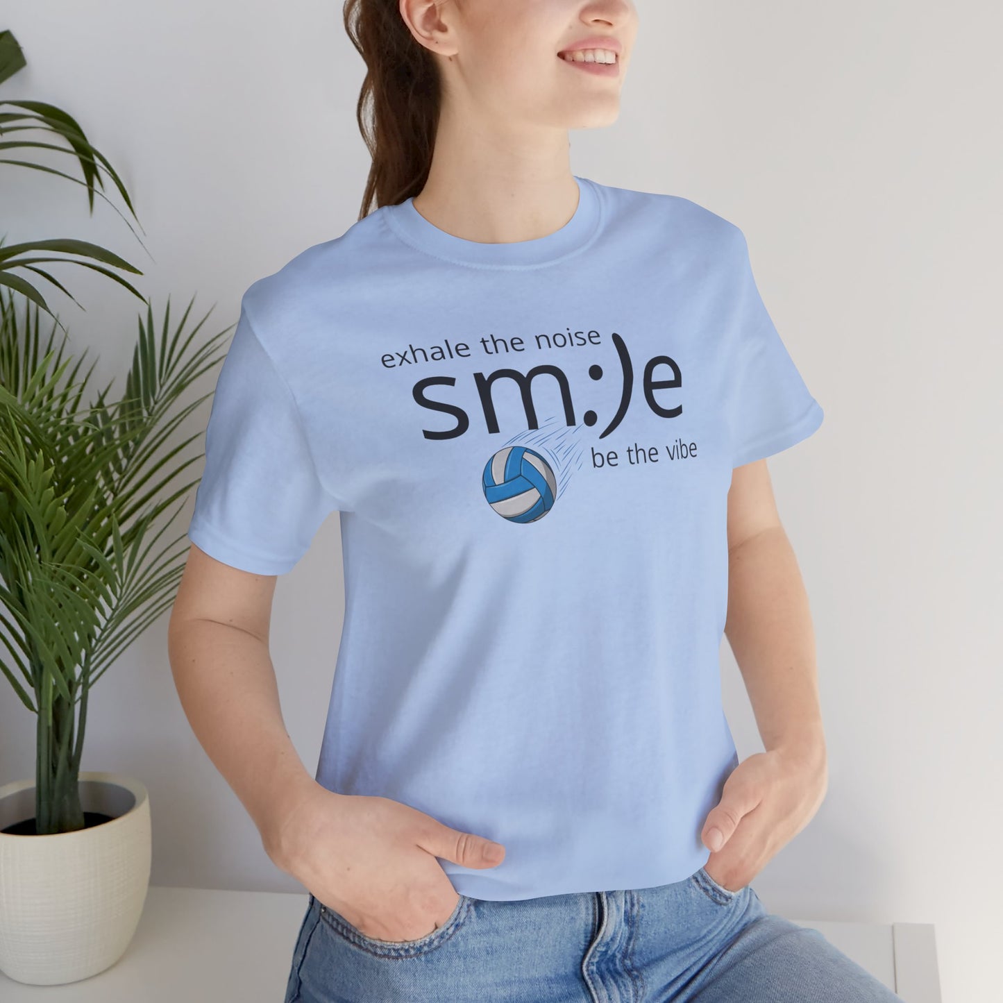 sm:)e Exhale the Noise Smile Vibes Volleyball Tee | Happy Athletic Streetwear | Positive Affirmation Shirt