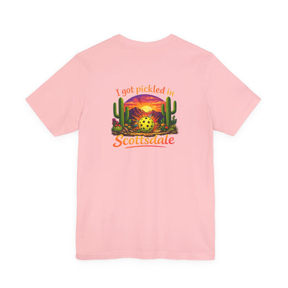 I Got Pickled in Scottsdale™ | Pickleball Souvenir T-Shirt | Desert Sunset Graphic Tee