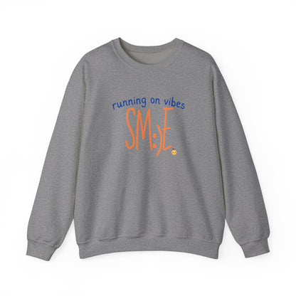 sm:)e Running on Vibes Crewneck Sweatshirt | Positive Energy Streetwear | Cozy Confidence Unisex