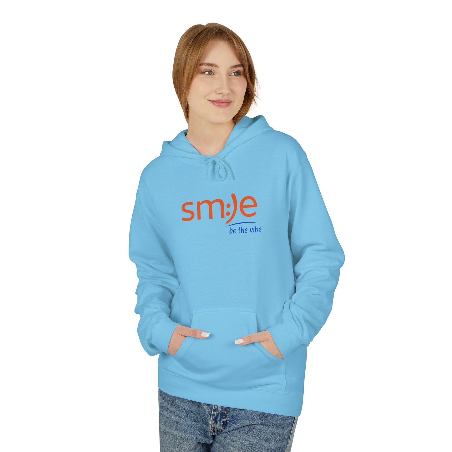 sm:)e Be Vibe Hoodie - Motivational Streetwear, Cozy Confidence Booster, Unisex Fleece Sweatshirt