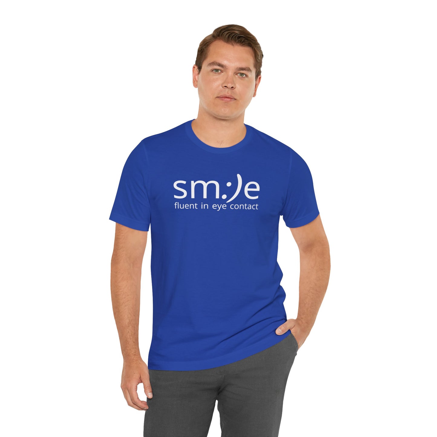 sm:)e Fluent in Eye Contact T-Shirt | Confidence Statement Tee | Unisex Streetwear