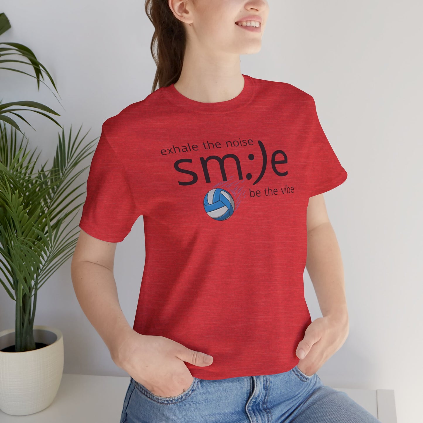 sm:)e Exhale the Noise Smile Vibes Volleyball Tee | Happy Athletic Streetwear | Positive Affirmation Shirt