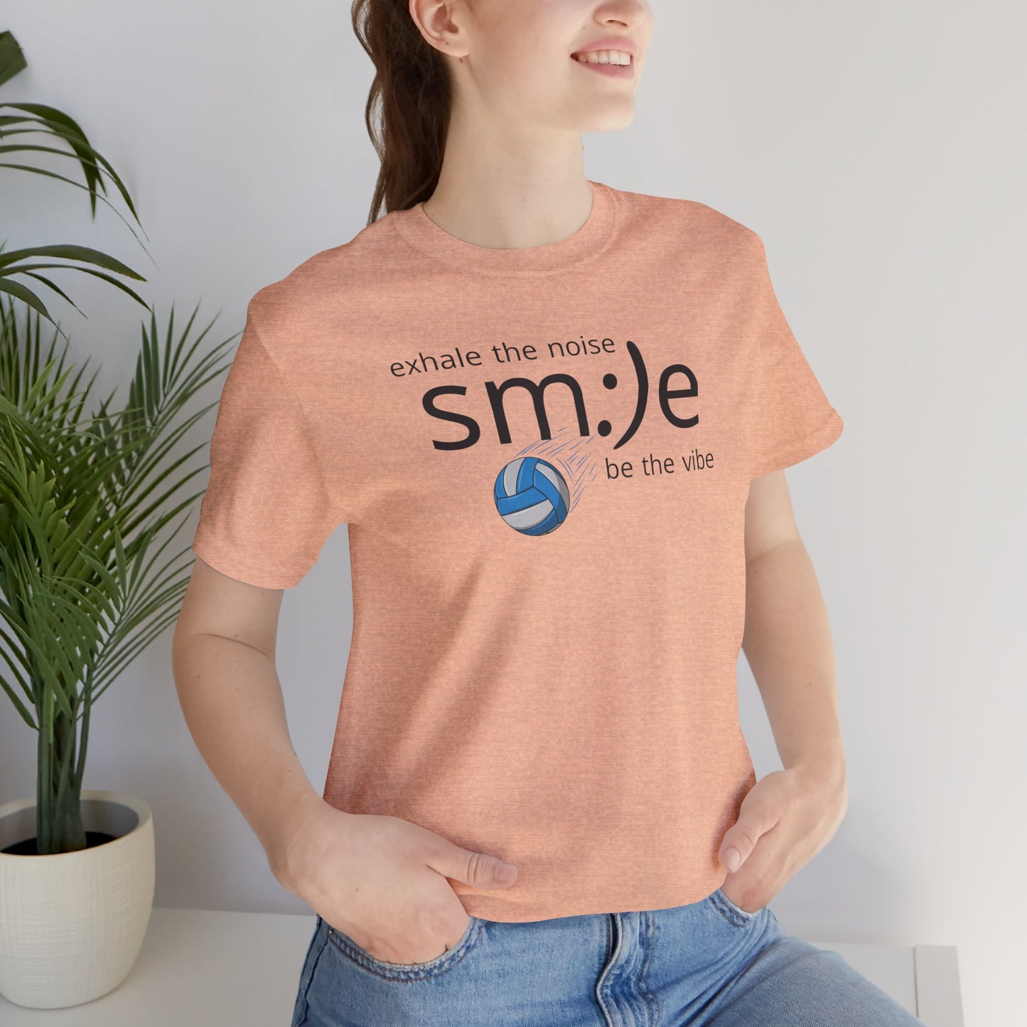 sm:)e Exhale the Noise Smile Vibes Volleyball Tee | Happy Athletic Streetwear | Positive Affirmation Shirt