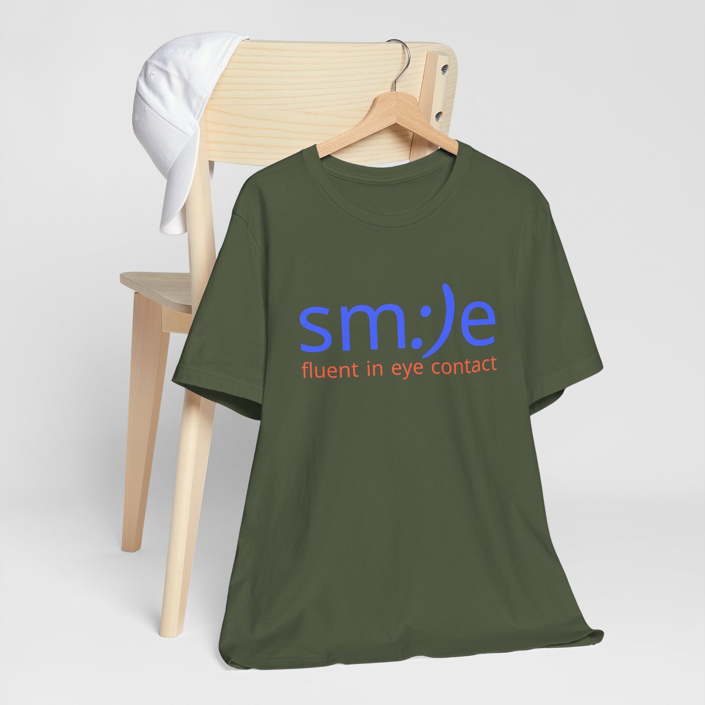 sm:)e Fluent in Eye Contact Tee | Cute Social Confidence Streetwear | Unisex Connection Graphic Shirt