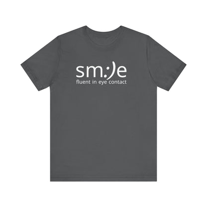 sm:)e Fluent in Eye Contact Jersey Tee | Social Butterfly Streetwear | Funny Connection Gift