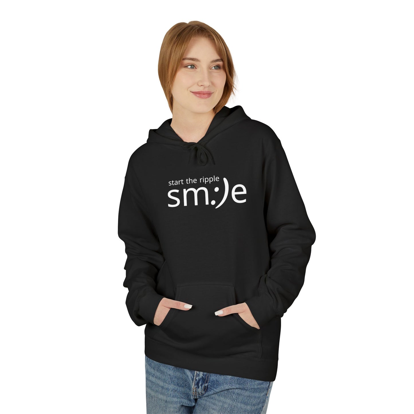 Start the Ripple sm:)e Cozy Fleece Hoodie - Fall Streetwear, Confidence Booster, Unisex Midweight Hoodie