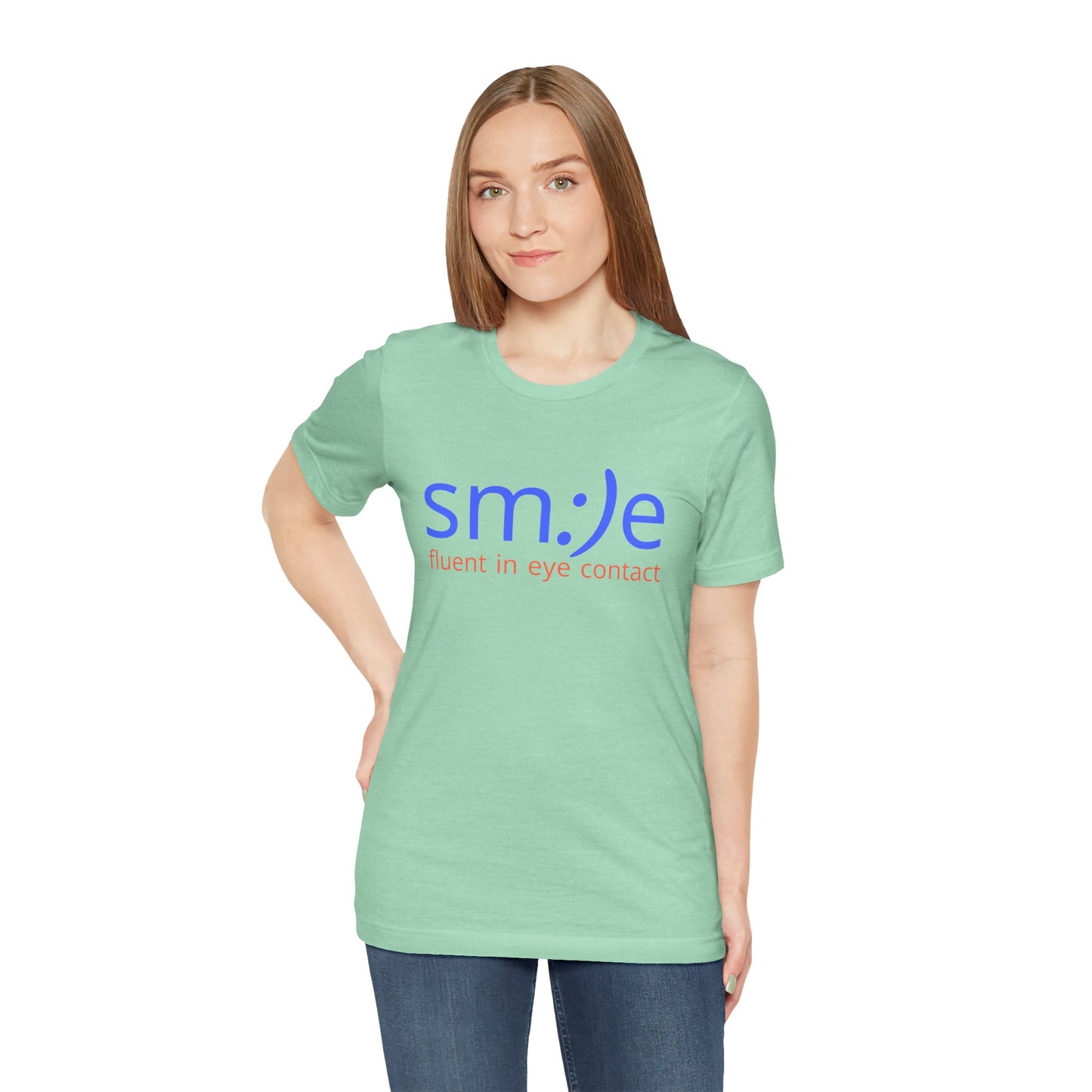 sm:)e Fluent in Eye Contact Tee | Cute Social Confidence Streetwear | Unisex Connection Graphic Shirt