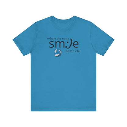 Exhale the Noise sm:)e Be the Vibe Volleyball T-Shirt | Motivational Athletic Statement Tee