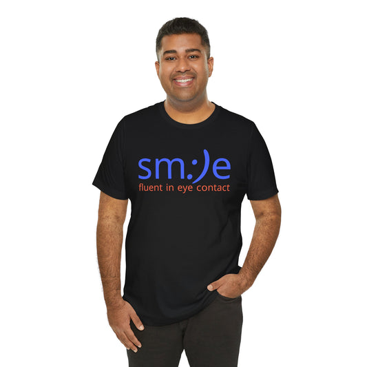 sm:)e Fluent in Eye Contact Jersey Tee | Social Butterfly Streetwear | Funny Connection Gift