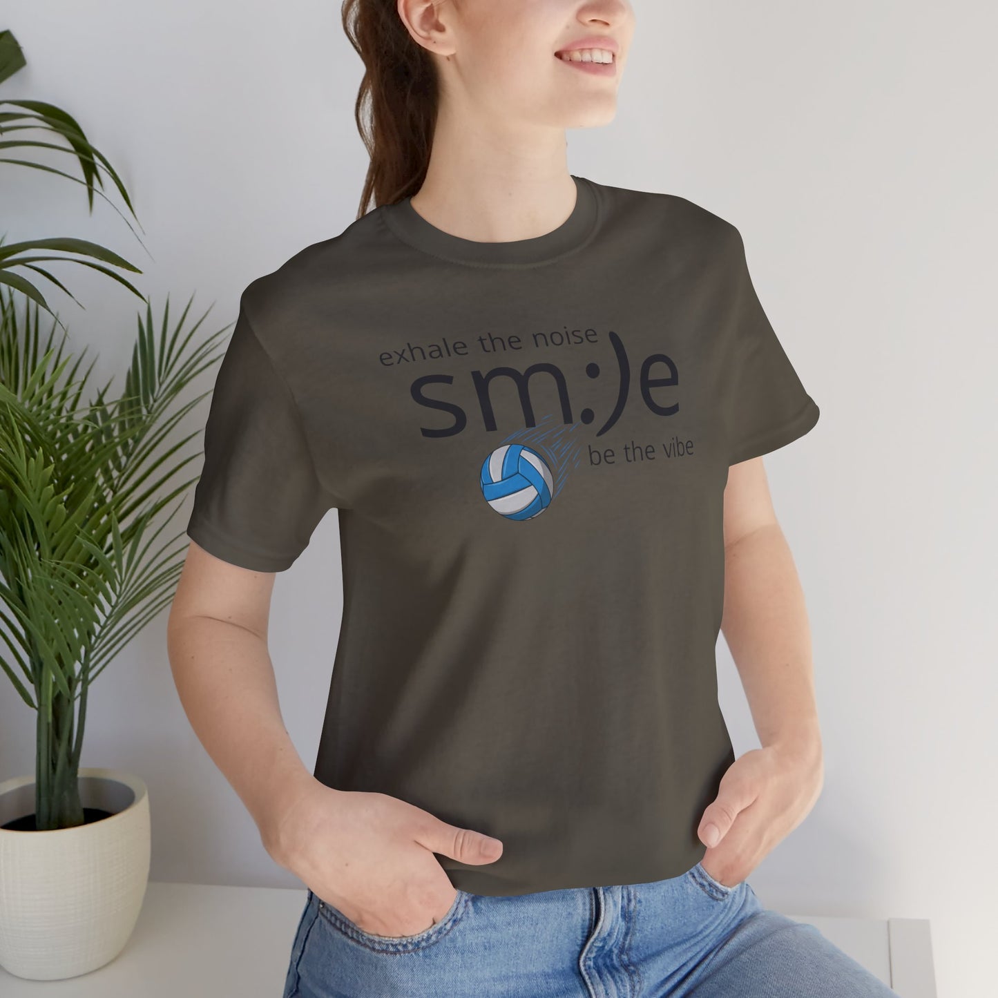 sm:)e Exhale the Noise Smile Vibes Volleyball Tee | Happy Athletic Streetwear | Positive Affirmation Shirt