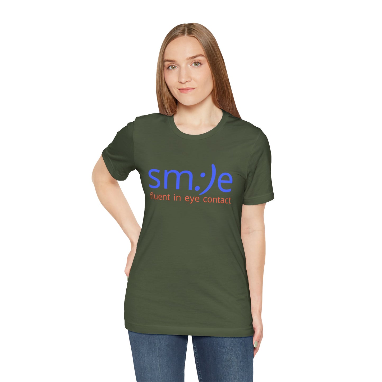 sm:)e Fluent in Eye Contact Tee | Cute Social Confidence Streetwear | Unisex Connection Graphic Shirt