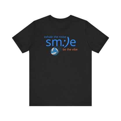Black t-shirt with motivational quote and smiley face design on a white background