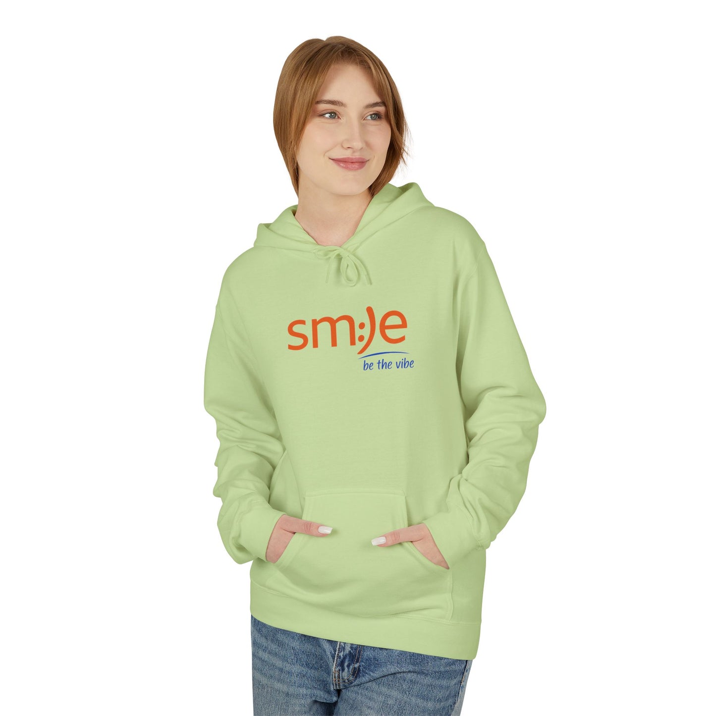 sm:)e Be Vibe Hoodie - Motivational Streetwear, Cozy Confidence Booster, Unisex Fleece Sweatshirt