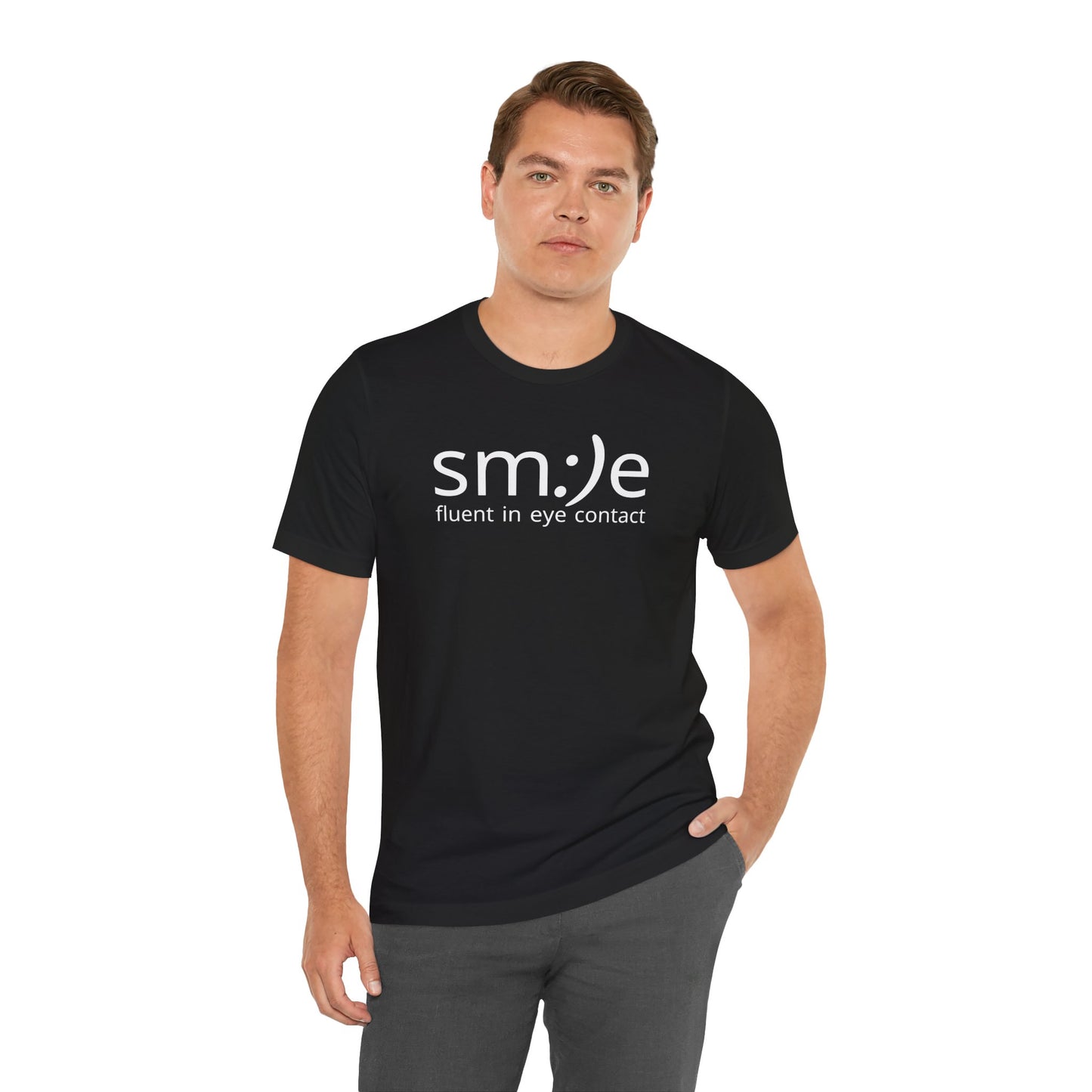 sm:)e Fluent in Eye Contact T-Shirt | Confidence Statement Tee | Unisex Streetwear