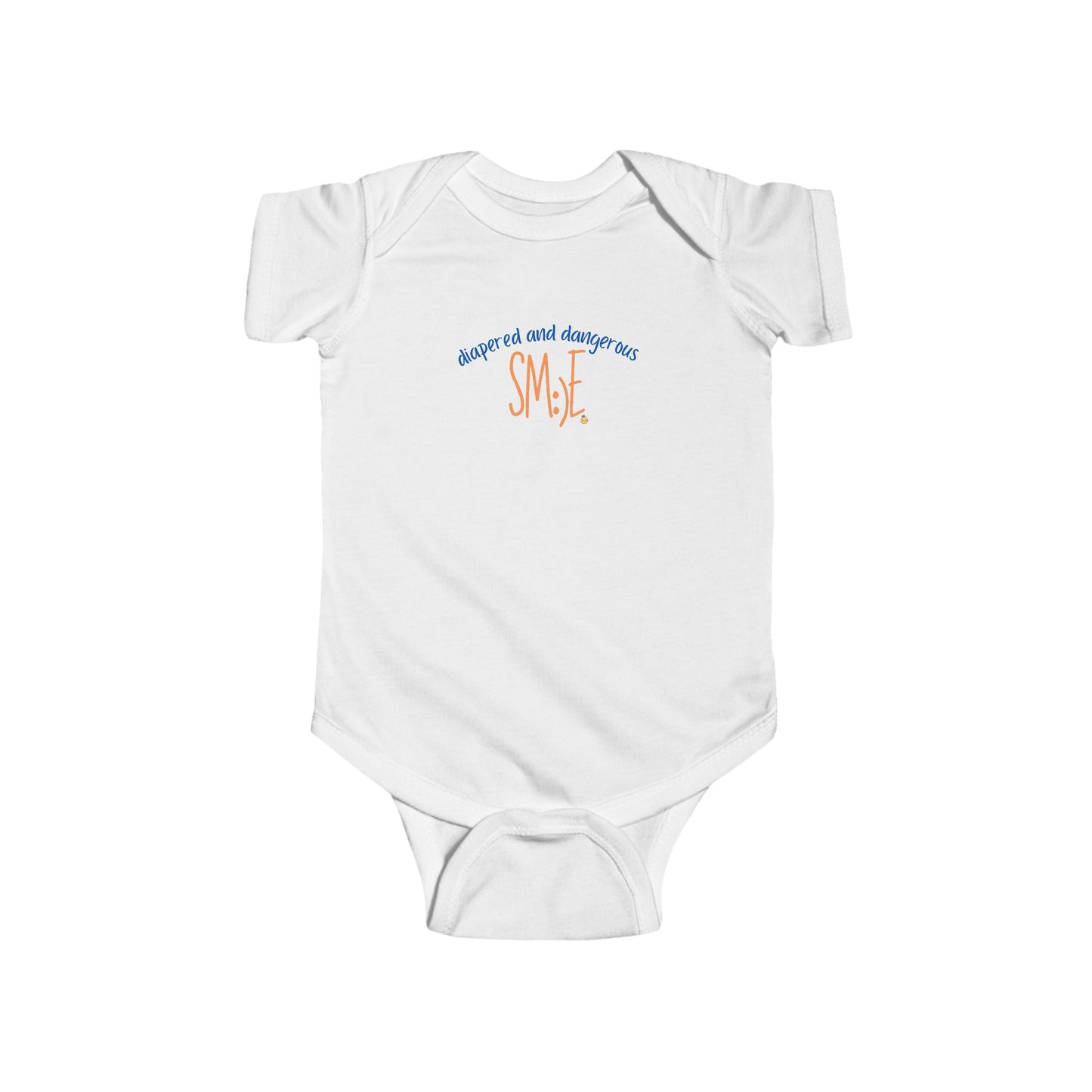 Diapered and Dangerous sm:)e Infant Bodysuit - Funny Baby Statement Onesie, Trendy Toddler Gift