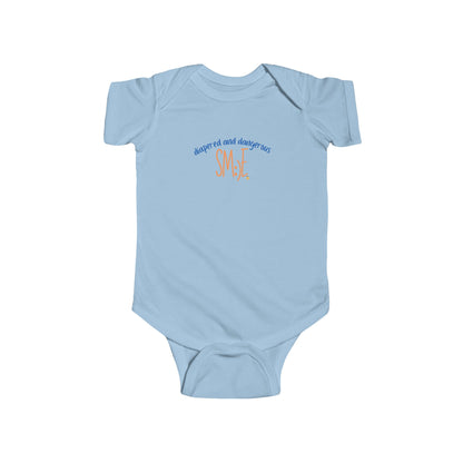 Diapered and Dangerous sm:)e Infant Bodysuit - Funny Baby Statement Onesie, Trendy Toddler Gift