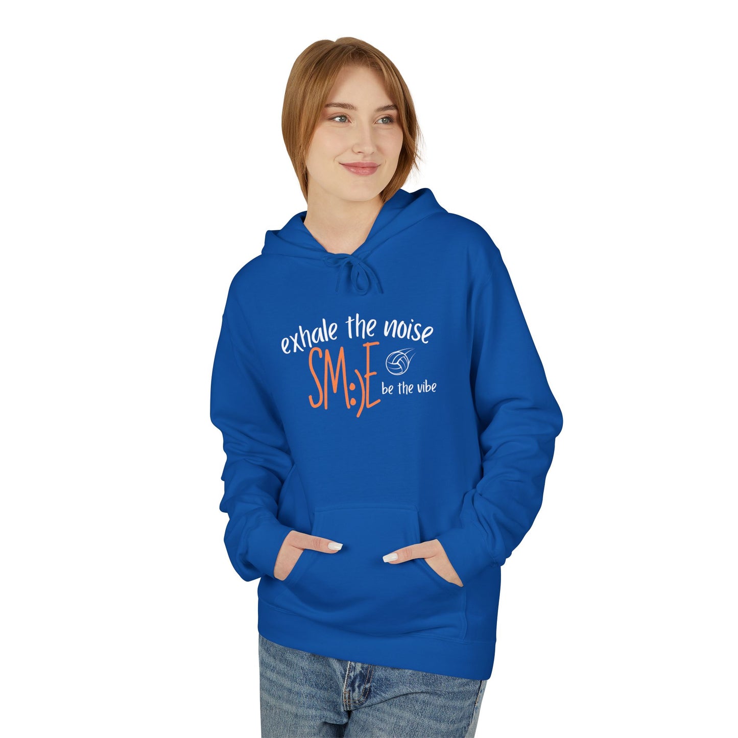 Exhale the Noise sm:)e Be the Vibe Volleyball Hoodie - Mindful Streetwear, Court Confidence, Relaxed Vibes Fleece