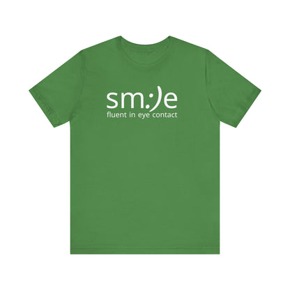 sm:)e Fluent in Eye Contact Jersey Tee | Social Butterfly Streetwear | Funny Connection Gift