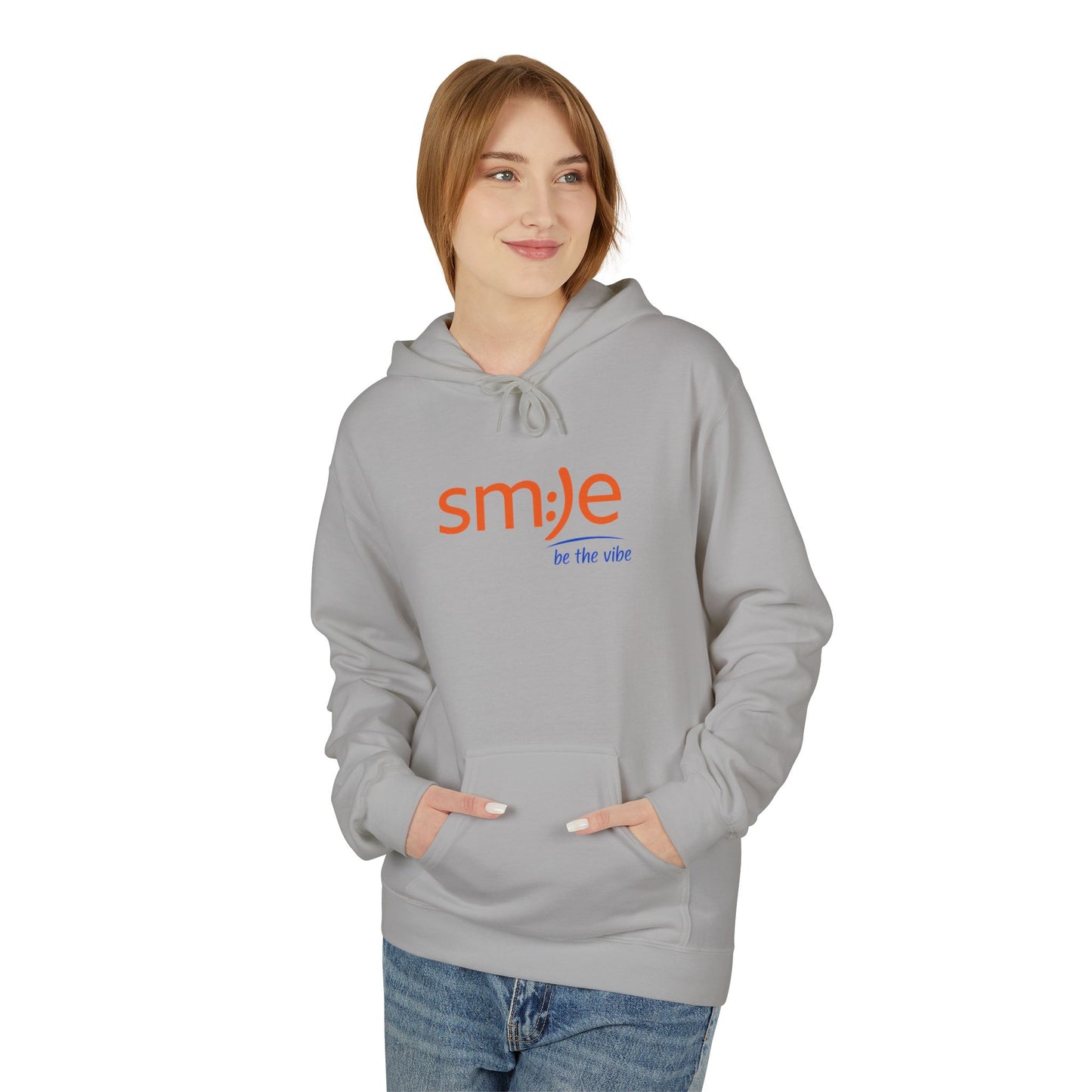 sm:)e Be Vibe Hoodie - Motivational Streetwear, Cozy Confidence Booster, Unisex Fleece Sweatshirt