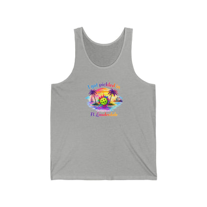 Pickleball Vacation Tank — "I Got Pickled in Ft. Lauderdale" Beach Tank Top